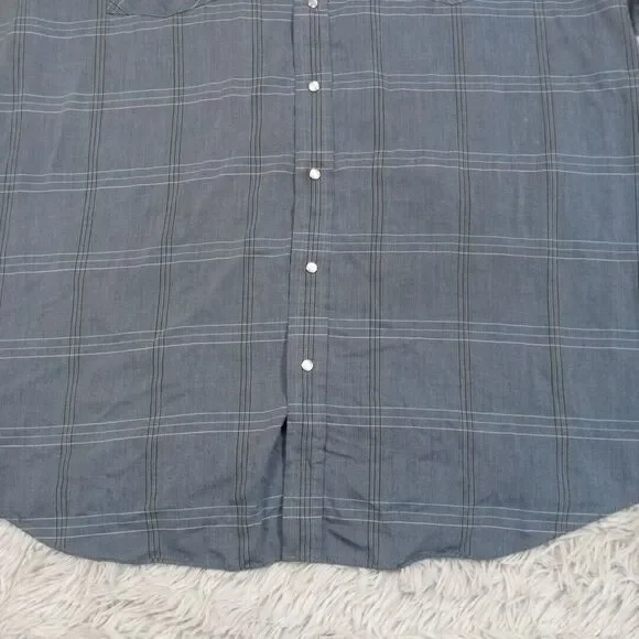 Vintage Ely Cattleman Mens Shirt Blue 2XLT‎  Pearl Snap Western Rancher Tall Man - Picture 3 of 16